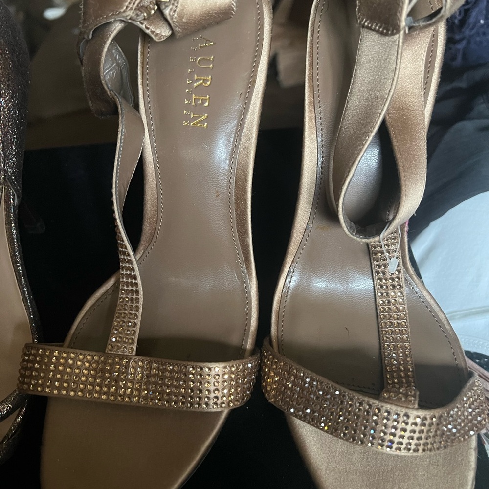 Ralph Lauren Gold Strappy Heels